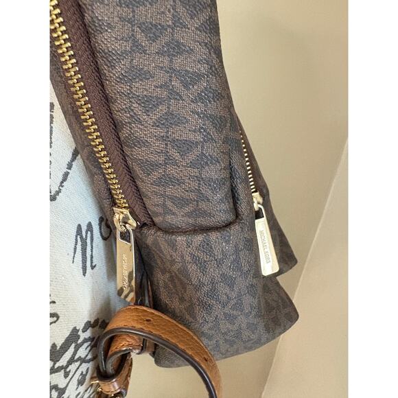 Michael Kors Erin Ladies Brown Signature Faux Leather Backpack Bag - Picture 3 of 10